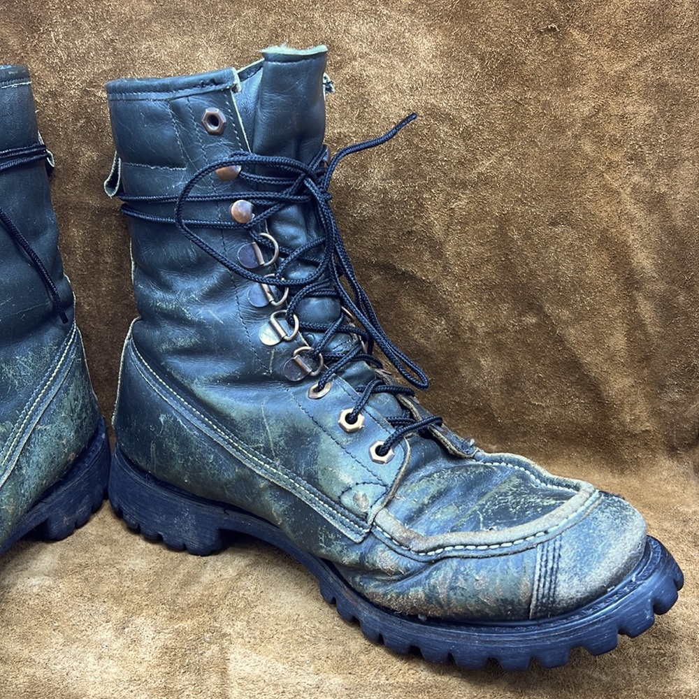 Rugged Incredible Hulk Vintage Green Leather Work Boots - Picture 6 of 12
